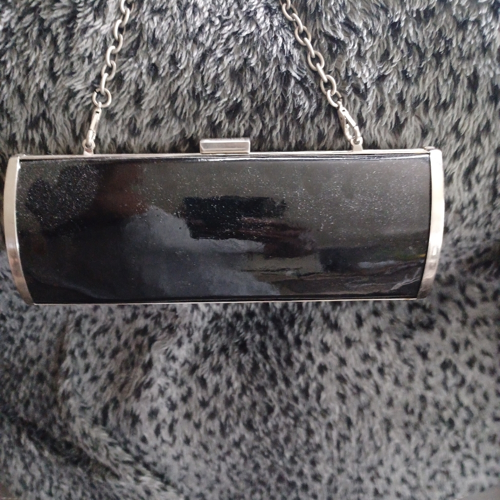 Kenneth Cole Reaction Black Metallic Clutch